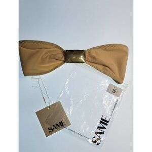 SAME LOS ANGELES BIKINY WOMENS TOP  HAMMER BANDEU LARGE SMALL BEIGE FAUX SUEDE